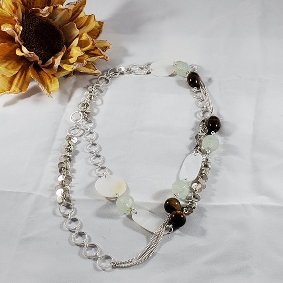 Extra long necklace silver tone beaded flapper - Picture 1 of 7